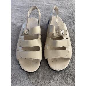 Propet Women's W0001 Breeze Walker Open Toe Slingback Sandals 10 Ivory Comfort